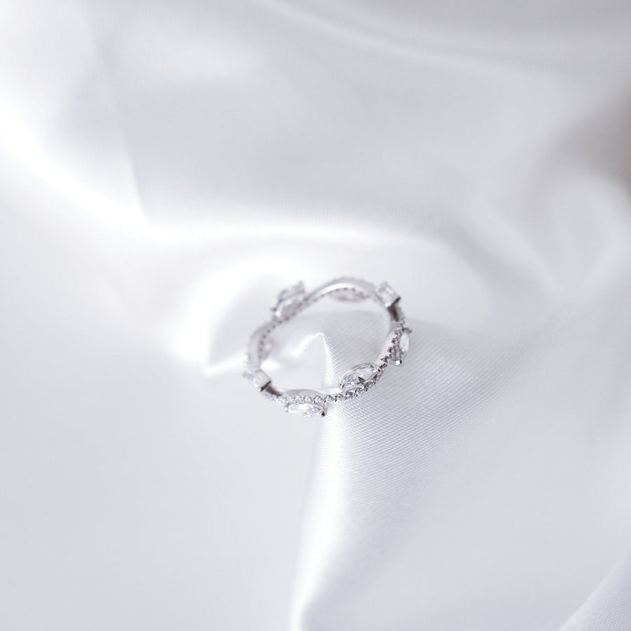 Marquise Cut Dainty Leaf & Vine Wedding Band Eternity Ring Shineofdiamond