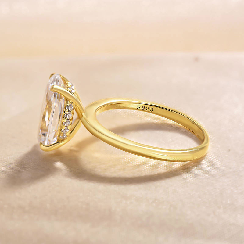 Oval Cut Solitaire Golden Color Engagement Ring In Sterling Silver Shineofdiamond