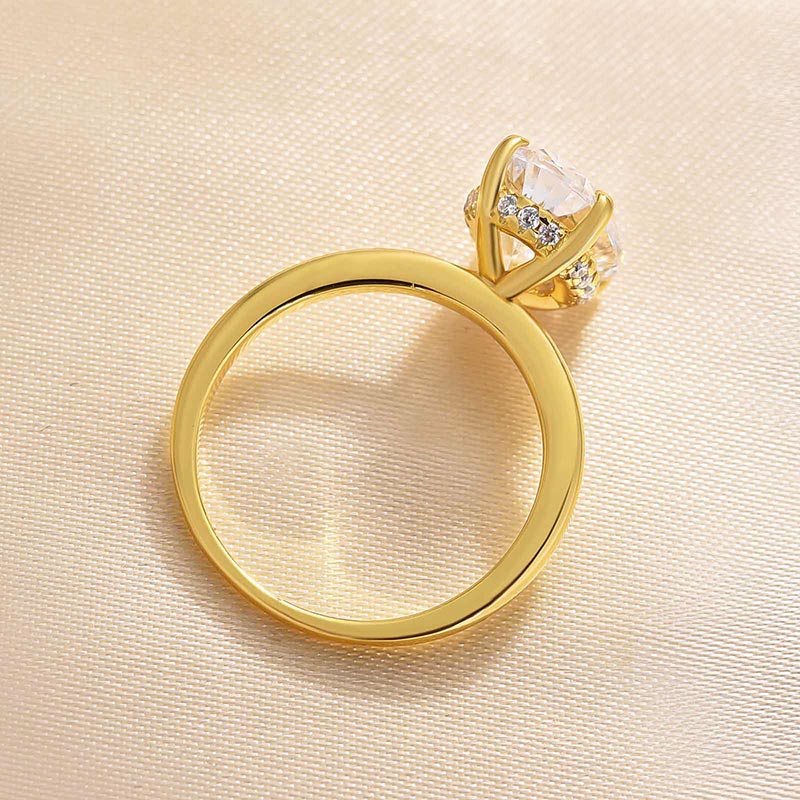 Oval Cut Solitaire Golden Color Engagement Ring In Sterling Silver Shineofdiamond