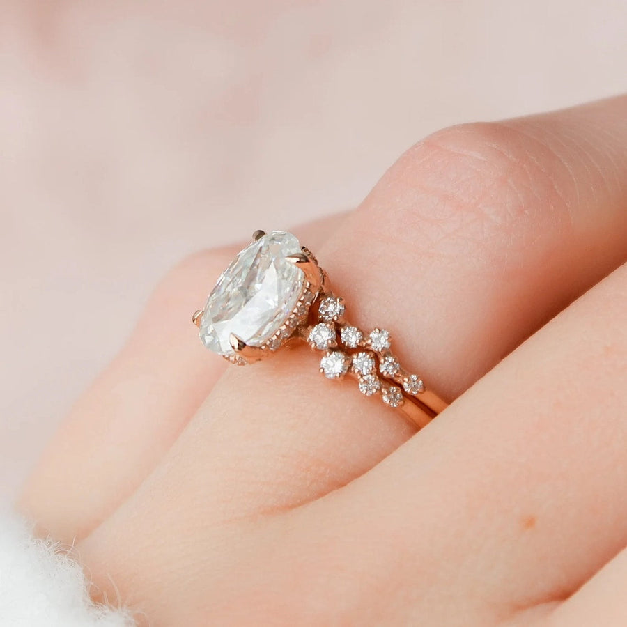 2.0 CT Rose Gold Oval Cut Zig Zag Ring Set  Anniversary Ring Set in Sterling Silver Shineofdiamond