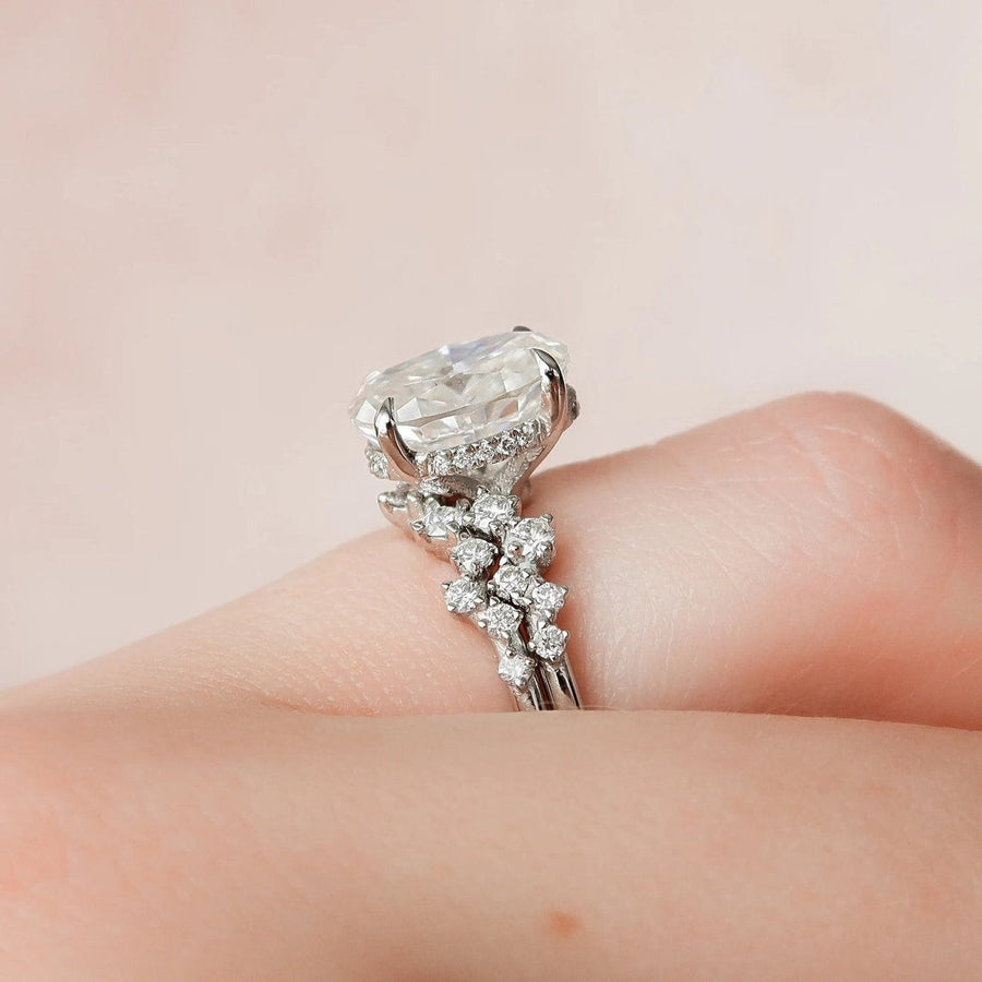 2.0 CT Rose Gold Oval Cut Zig Zag Ring Set  Anniversary Ring Set in Sterling Silver Shineofdiamond