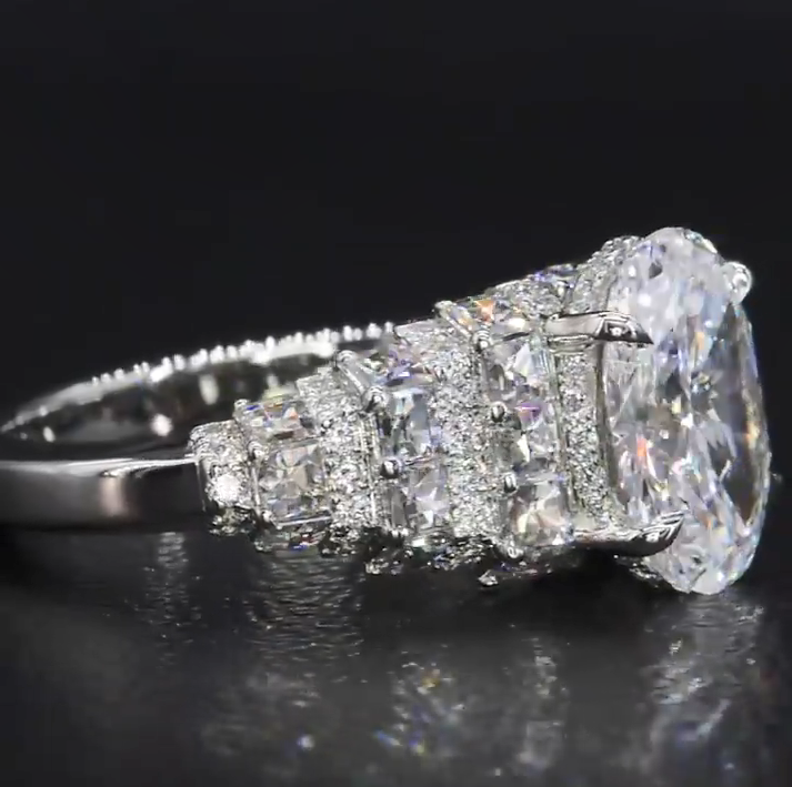 2.5CT Oval Cut Handmade Engagement Ring in Sterling Silver Shineofidamond