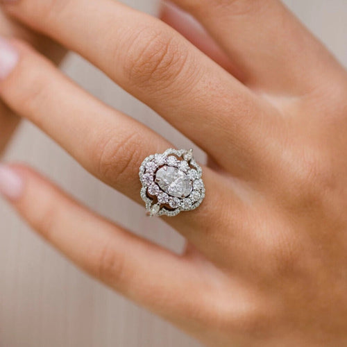 4.0 CT Oval Cut Halo Beautiful Engagement Wedding Ring In 925 Silver Shineofidamond