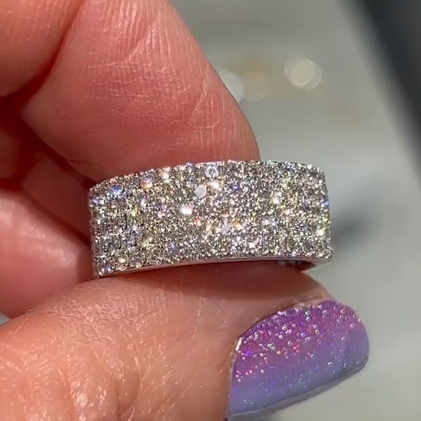 Multi-row Pave Eternity Band in Sterling Silver Shineofdiamond