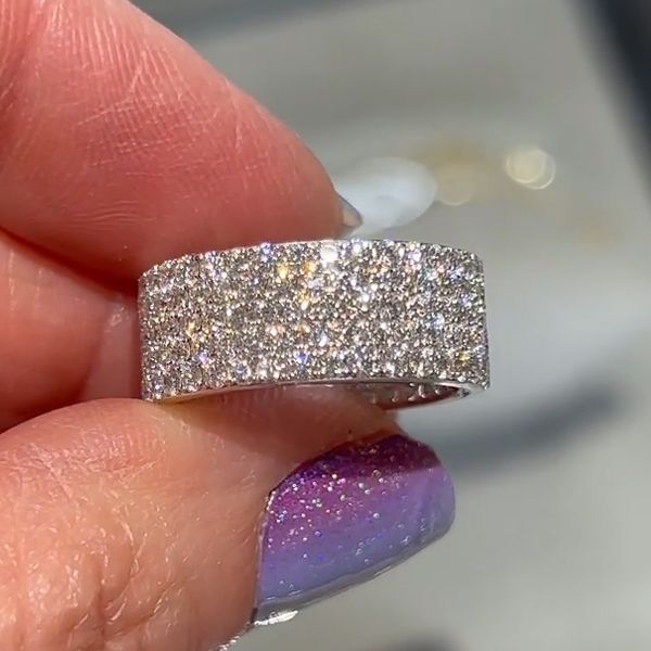 Multi-row Pave Eternity Band in Sterling Silver Shineofdiamond