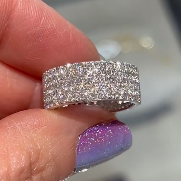 Multi-row Pave Eternity Band in Sterling Silver Shineofdiamond