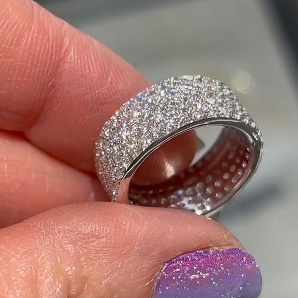 Multi-row Pave Eternity Band in Sterling Silver Shineofdiamond