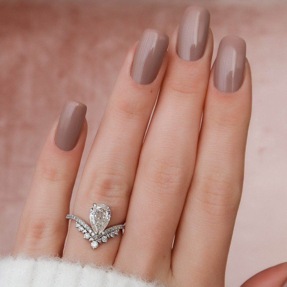 Pear Cut Teardrop Chevron Moissanite Ring Engagement Ring in Sterling Silver Shineofdiamond