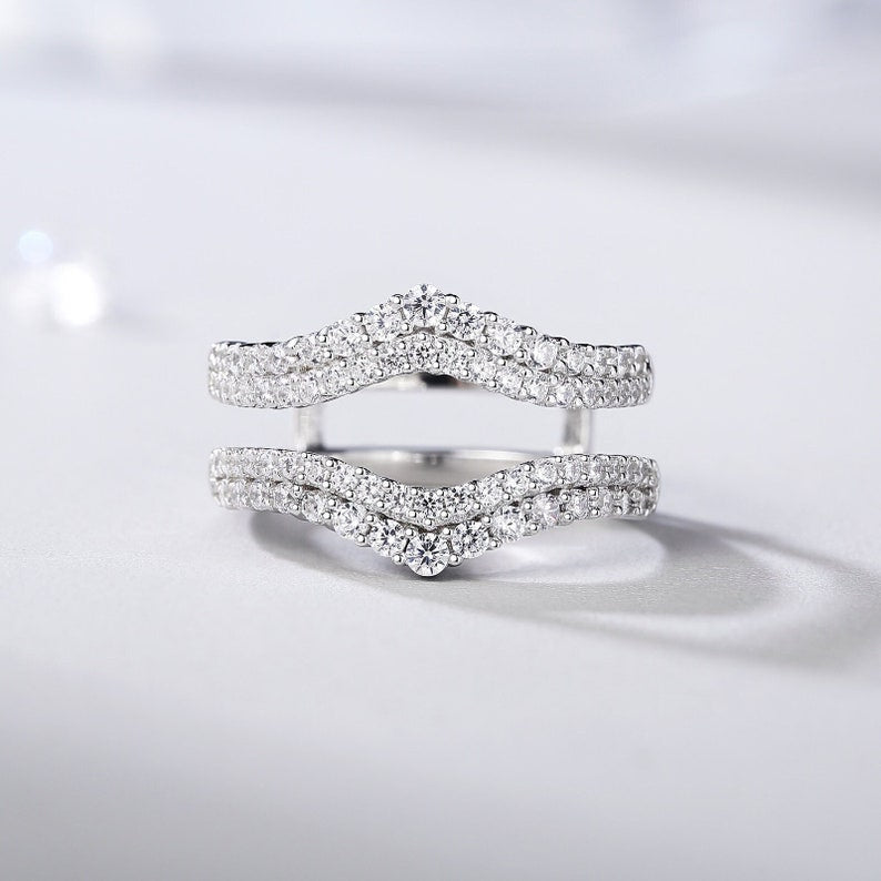 Double Row Elegant Ring Enhancer in Sterling Silver Shineofdiamond