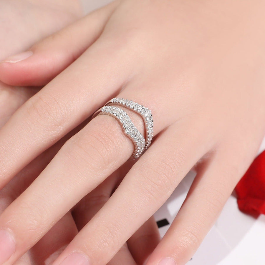 Double Row Elegant Ring Enhancer in Sterling Silver Shineofdiamond