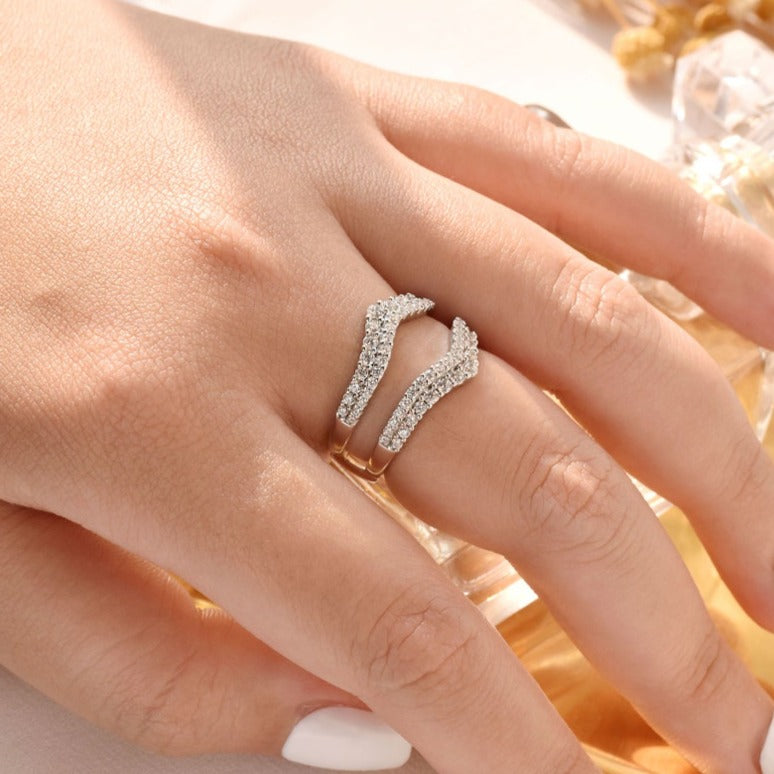 Double Row Elegant Ring Enhancer in Sterling Silver Shineofdiamond