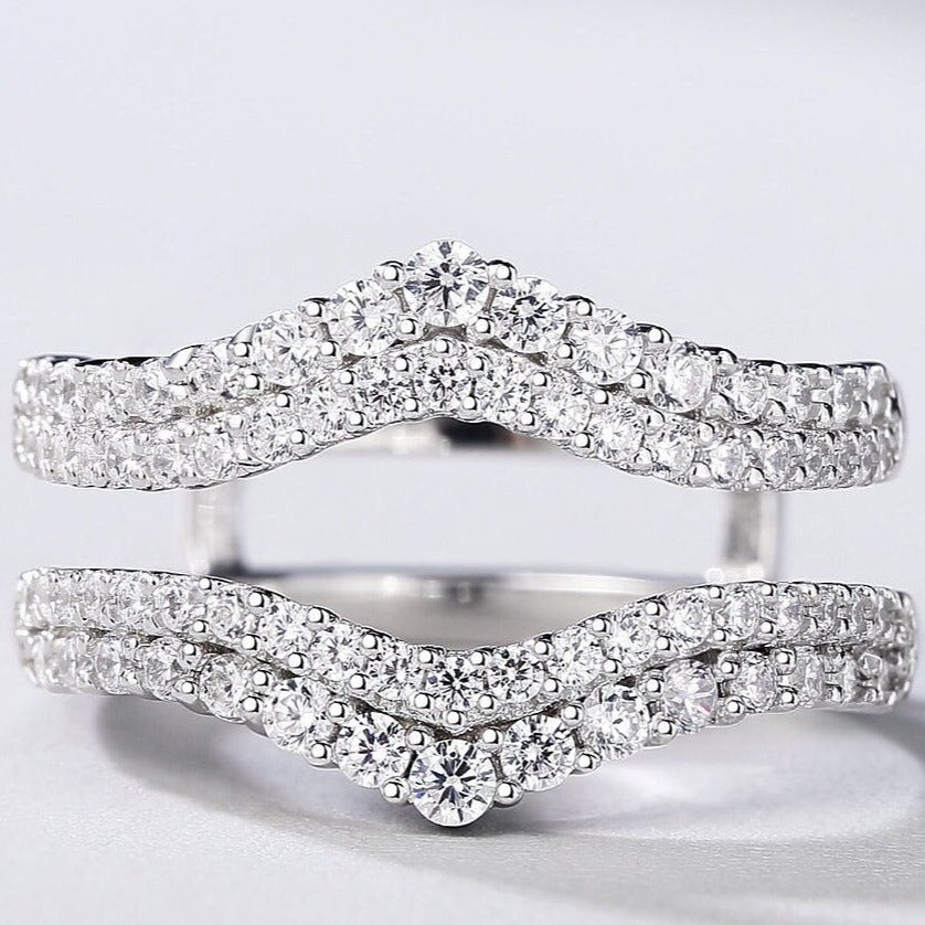 Double Row Elegant Ring Enhancer in Sterling Silver Shineofdiamond
