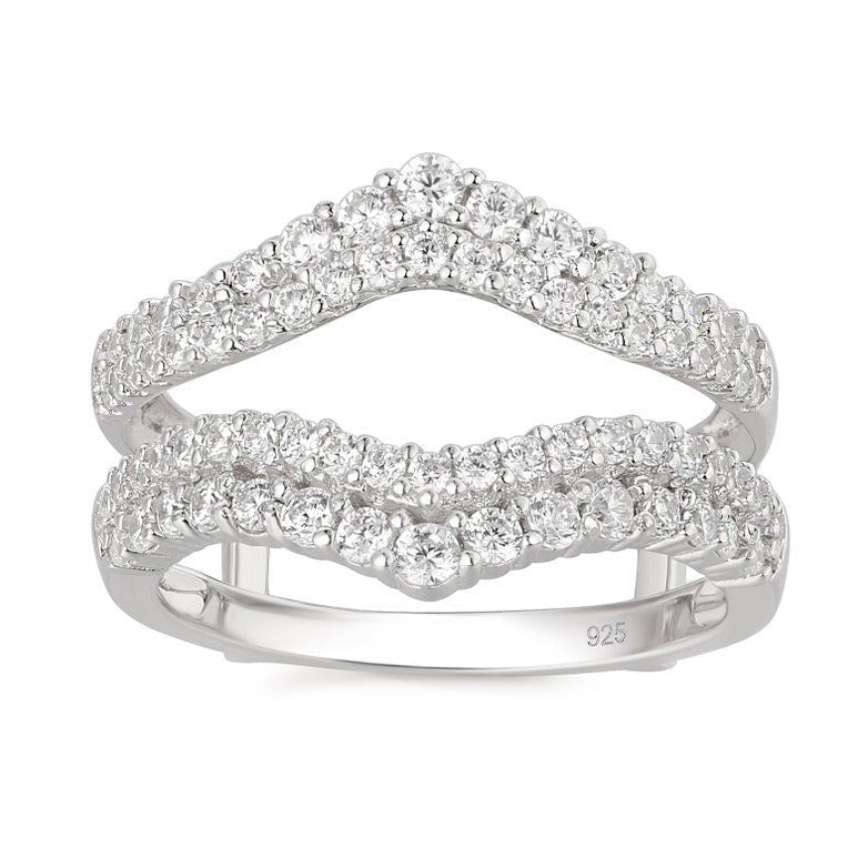 Double Row Elegant Ring Enhancer in Sterling Silver Shineofdiamond