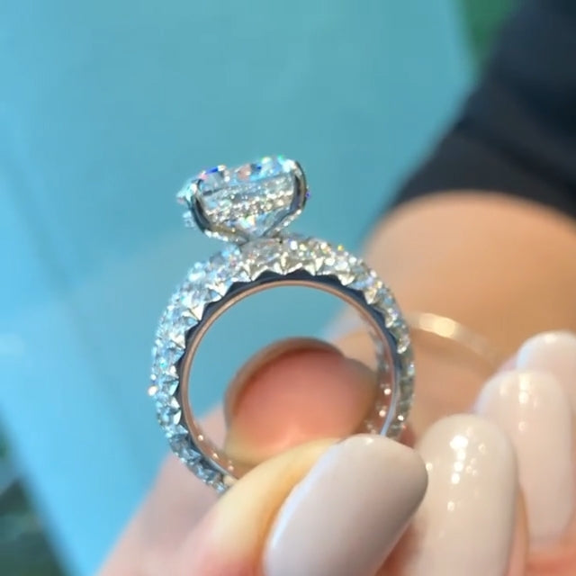 Solitaire Round Cut Multi Row Engagement Ring in Sterling Silver Shineofdiamond