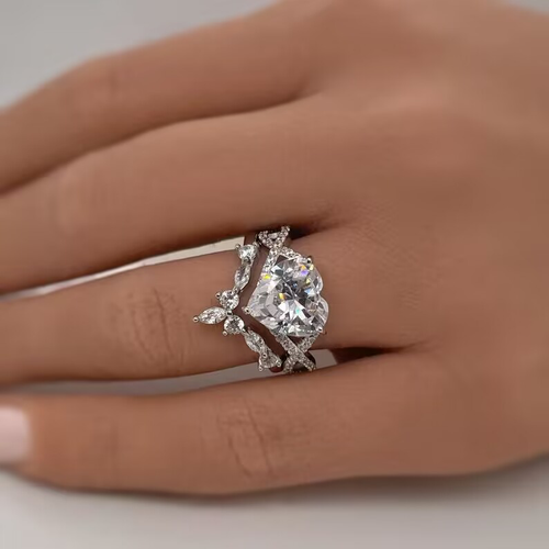 2Pcs 5.0ct Heart Cut Infinity Ring Split Shank Wedding Ring Set in Sterling Silver Shineofdiamond