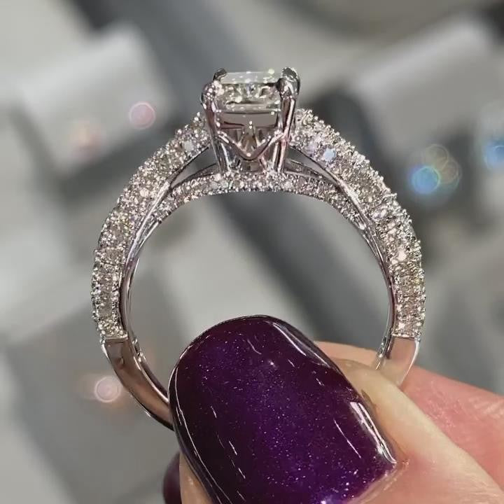 Radiant Cut Twisted Engagement Ring in 925 Sterling Silver Shineofdiamond