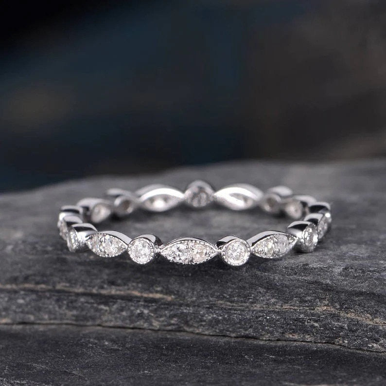 3pcs 3CT Radiant Cut Bridal Set Rings with Marquise & Round Cut Band in Sterling Silver Shineofdiamond