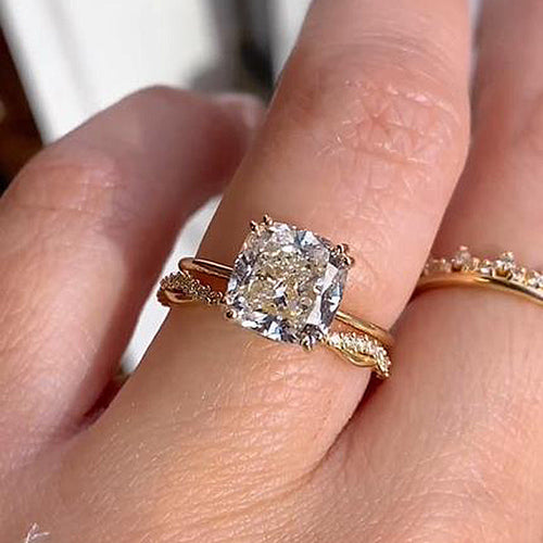 2pcs Cushion Cut Twisted Bridal Ring Set In Sterling Silver Shineofdiamond