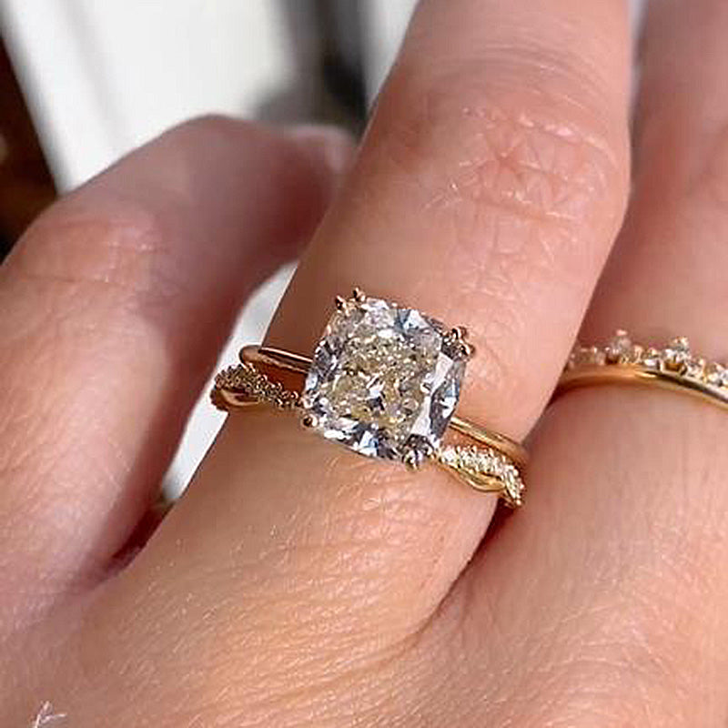 2pcs Cushion Cut Twisted Bridal Ring Set In Sterling Silver Shineofdiamond