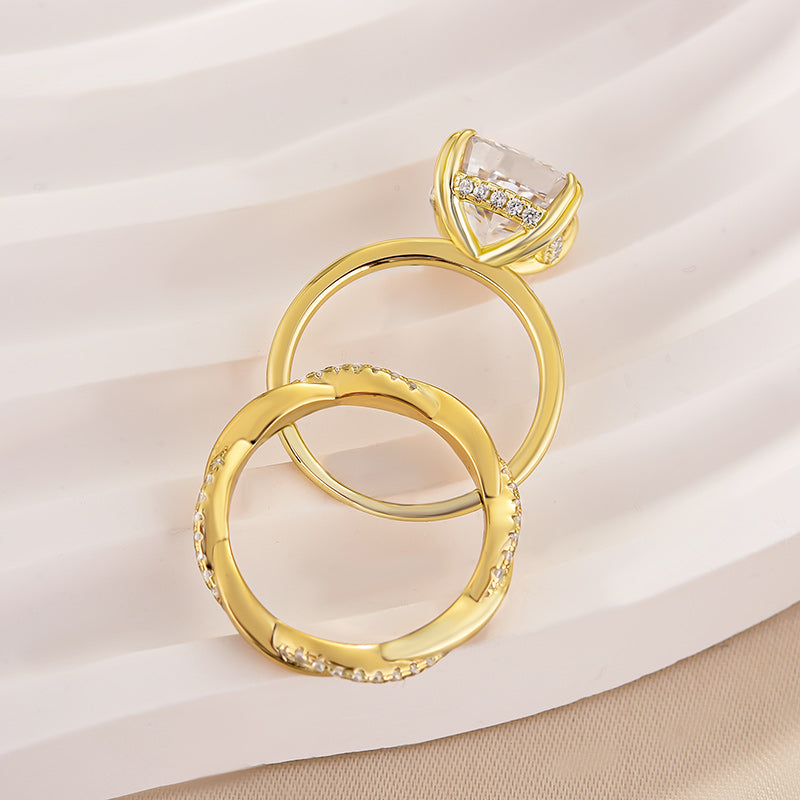 2pcs Cushion Cut Twisted Bridal Ring Set In Sterling Silver Shineofdiamond