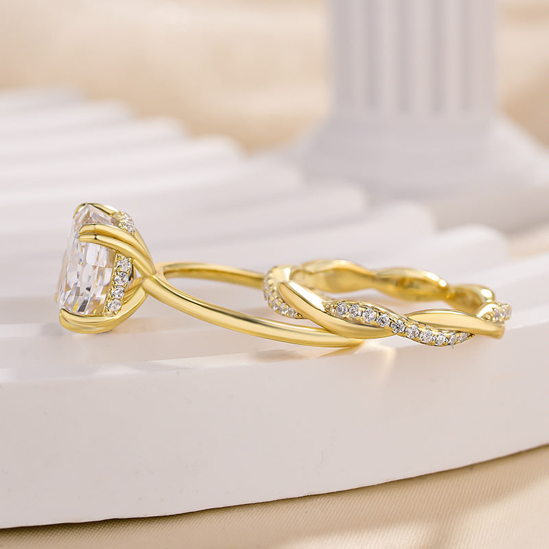2pcs Cushion Cut Twisted Bridal Ring Set In Sterling Silver Shineofdiamond
