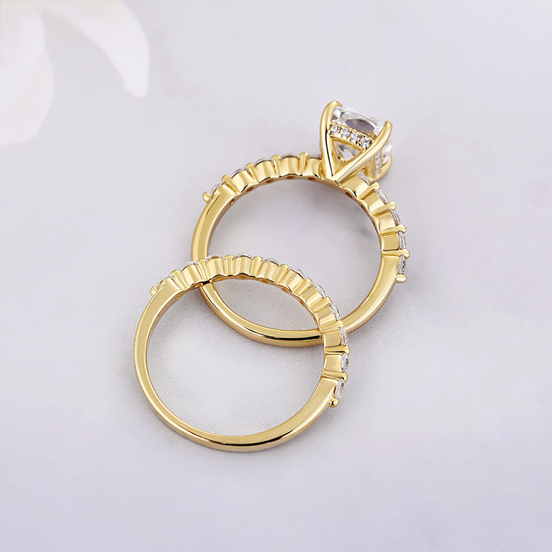 4.0CT Cushion Cut Bridal Ring Set In Sterling Silver Shineofdiamond