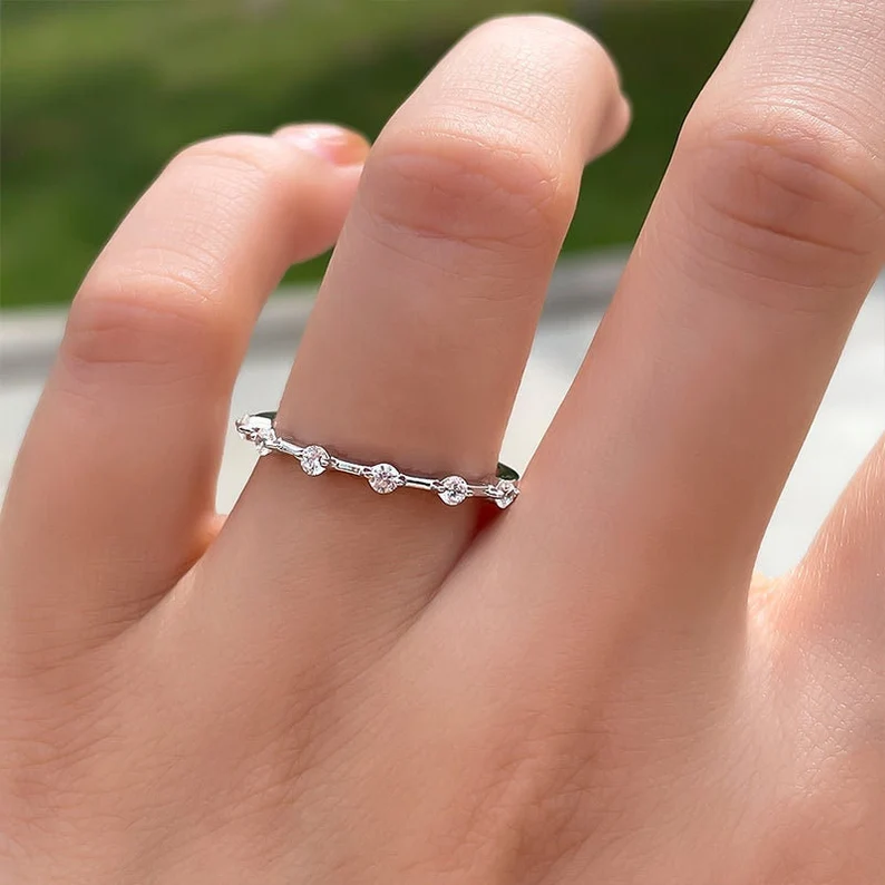 2PCS Emerald Cut Bridal Set Rings In Sterling Silver shineofdiamond