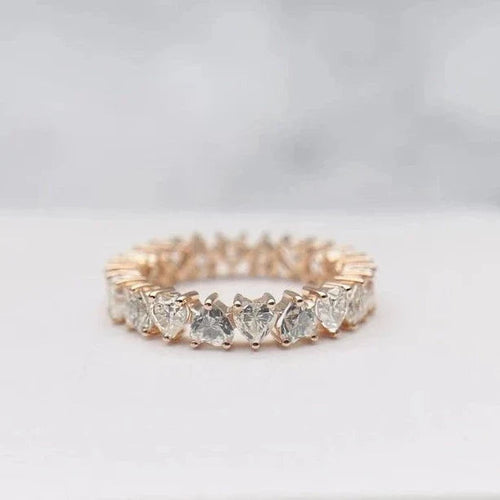 Heart Shape Wedding Band Eternity Ring in Sterling Silver Shineofdiamond