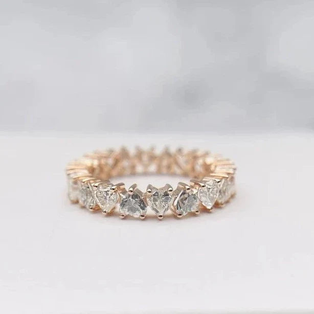 Heart Shape Wedding Band Eternity Ring in Sterling Silver Shineofdiamond