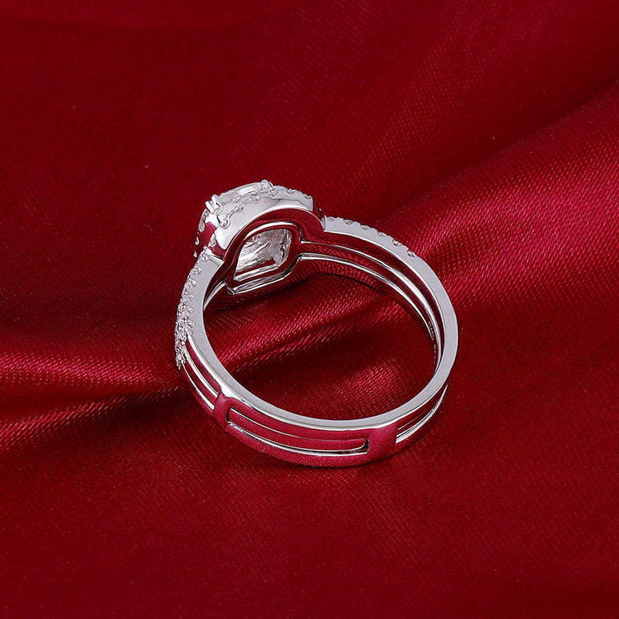 Cushion Cut Halo Enhancer Guard Bridal Ring Set in Sterling Silver Shineofdiamond