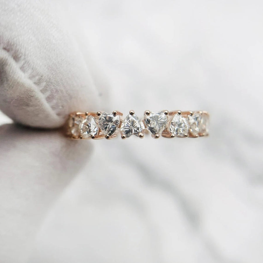 Heart Shape Wedding Band Eternity Ring in Sterling Silver Shineofdiamond