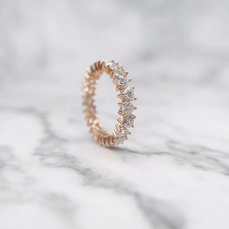 Heart Shape Wedding Band Eternity Ring in Sterling Silver Shineofdiamond