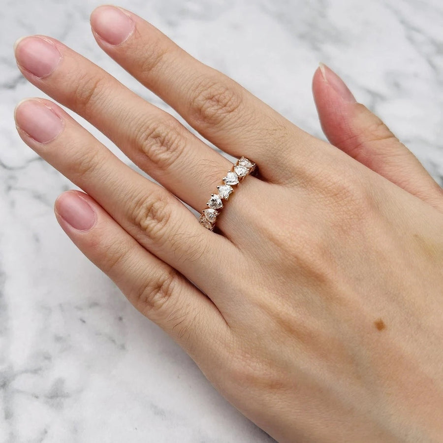Heart Shape Wedding Band Eternity Ring in Sterling Silver Shineofdiamond