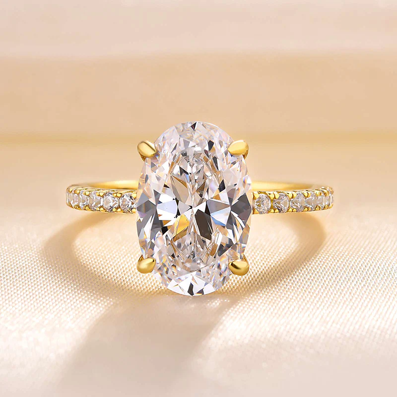 Classic 4 Prong Oval Cut Engagement Ring In Sterling Silver shineofdiamond