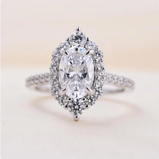 3PCS Oval Cut Sterling Silver Wedding Bridal Set in Sterling Silver Shineofdiamond