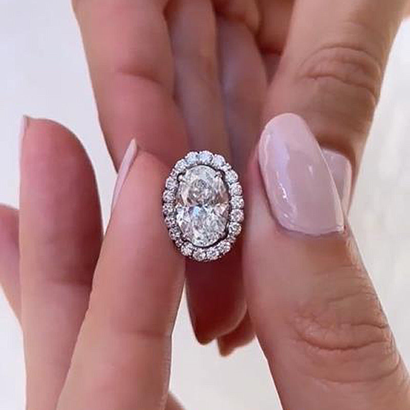 2pcs Oval Cut Insert Bridal Ring Set In Sterling Silver Shineofdiamond
