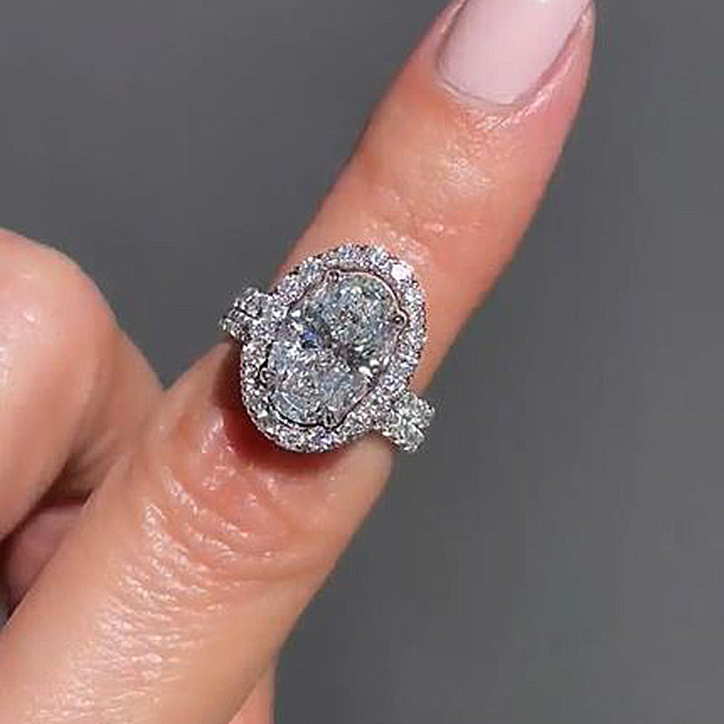 2pcs Oval Cut Insert Bridal Ring Set In Sterling Silver Shineofdiamond