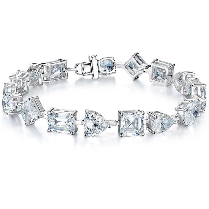 Exquisite Multishape Tennis Bracelet in Sterling Silver Shineofdiamond