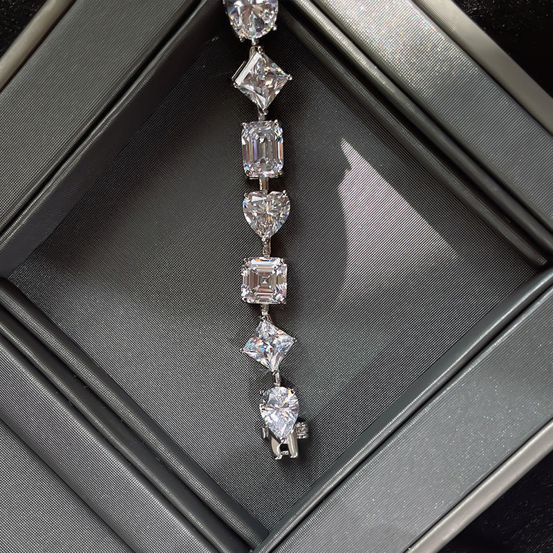 Exquisite Multishape Tennis Bracelet in Sterling Silver Shineofdiamond