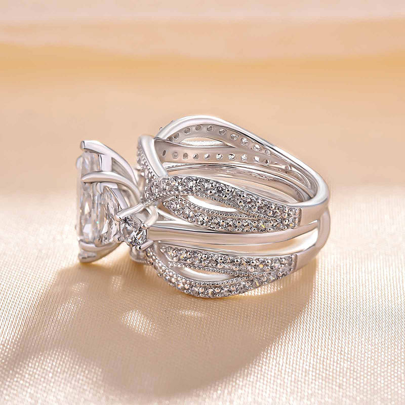 Marquise Cut Bridal Set Ring Enhancer in Sterling Silver shine of diamond