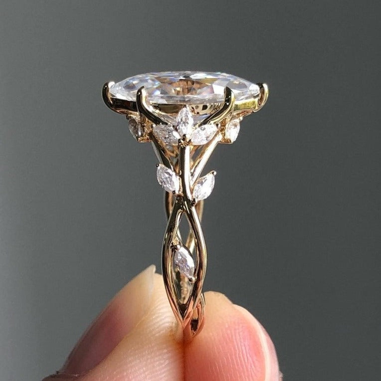 Solitaire Marquise Cluster Wedding Engagement Ring in Sterling Silver Shineofidamond