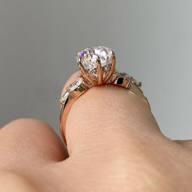 Pear Cut Marquise Cut Cluster Engagement Ring Sterling Silver Ring shineofdiamond