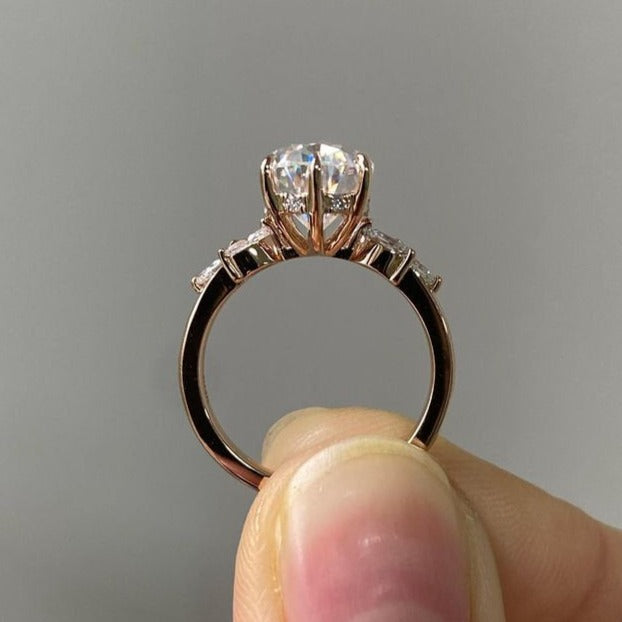 Pear Cut Marquise Cut Cluster Engagement Ring Sterling Silver Ring shineofdiamond
