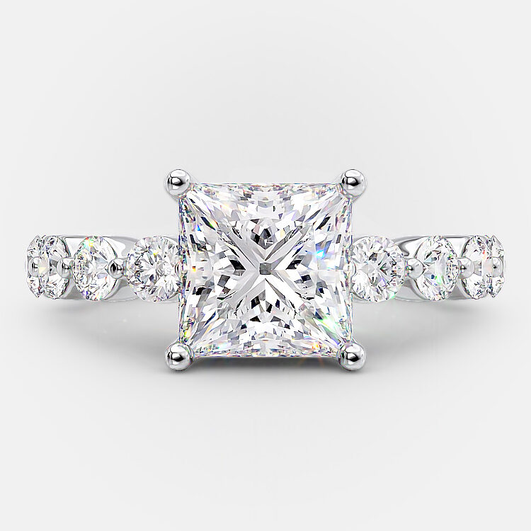 Solitaire Princess Cut Engagement Ring Anniversary Ring in Sterling Silver Shineofdiamond