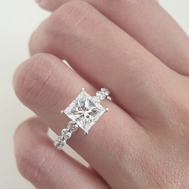 Solitaire Princess Cut Engagement Ring Anniversary Ring in Sterling Silver Shineofdiamond