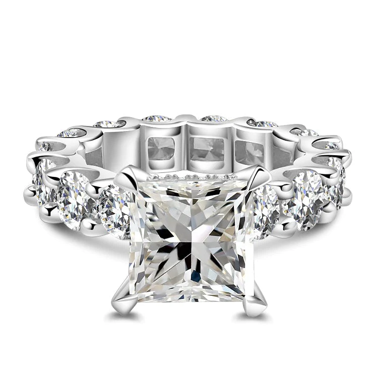 Princess Cut Eternity Sterling Silver Engagement Ring Shineofdiamond