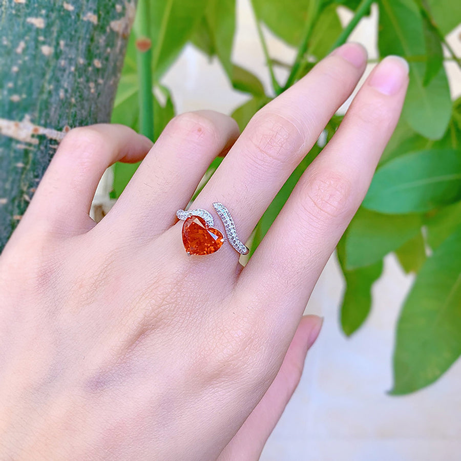 Heart Cut Red Ruby Engagement Wedding Ring in Sterling Silver Shineofdiamond