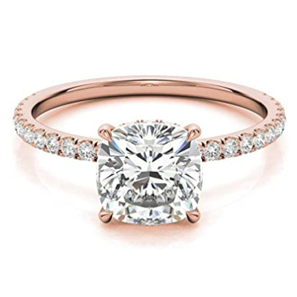 Sparkling Solitaire Cushion Cut Engagement Ring in Sterling Silver Shineofdiamond
