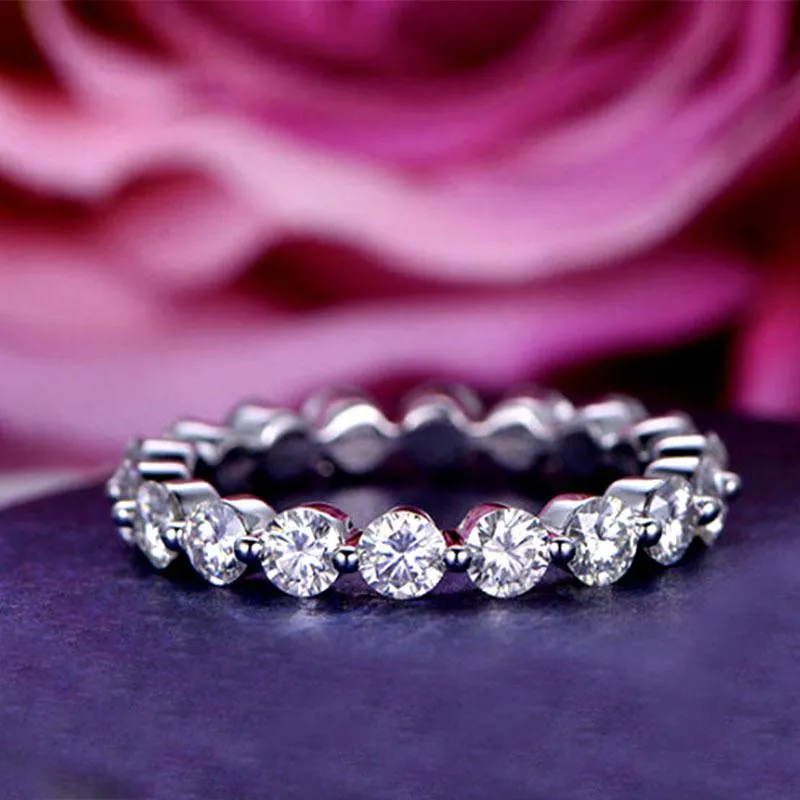 3pcs Halo Round Cut Bridal Set Ring in Sterling Silver Shineofdiamond