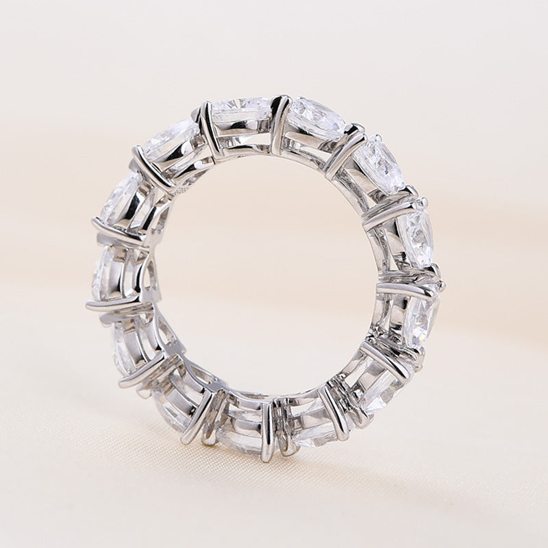 Eternity Heart Cut Wedding Band in Sterling Silver Shineofdiamond